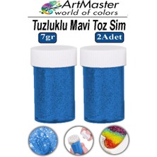ArtMaster Toz Sim Mavi 2 Adet 7 gr Tuzluklu Etkinlik Ders Okul Slime Dekorasyon Renkli Toz Sim Dekor Süsleme