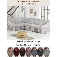 StarMall Jakarli 7 Kişilik Şal Desen L Köşe Koltuk Örtüsü, Esnek Koltuk Kılıfı, Osmanlı Desen (550CM)