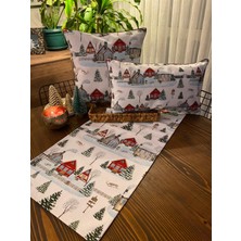 Kırlentim H1263 3lü Karlı Bahçeler Kırlent Runner 3lü Kombin Set