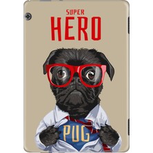 Adasena Huawei Mediapad T5 10.1" Kılıf Tablet Için Desenli Silikon Kapak - Superhero Pug
