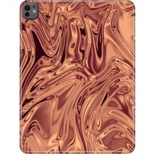 Adasena iPad Pro M5 2025 13" Kılıf Tablet Için Desenli Silikon Kapak - Bronz Mermer