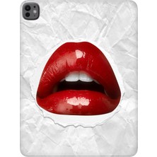 Adasena iPad Pro 11" (M4) MVV93TU/A Kılıf Tablet Için Desenli Silikon Kapak - Kırmızı Ruj