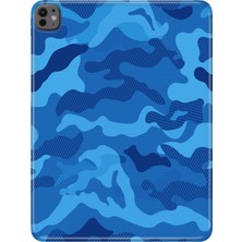 Adasena iPad Pro 11" (M4) MVV93TU/A Kılıf Tablet Için Desenli Silikon Kapak - Mavikamuflaj