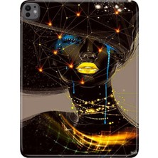 Adasena Apple iPad Pro 13" Inch (M4) Kılıf Tablet Için Desenli Silikon Kapak - Yaldızlı Kız