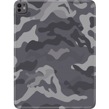 Adasena iPad Pro 11" (M4) MVV93TU/A Kılıf Tablet Için Desenli Silikon Kapak - Gri Kamuflaj