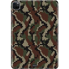 Adasena Apple iPad Pro 12.9" 4.nesil (MY2H2TU/A) Kılıf Tablet Için Desenli Silikon Kapak - Retro.kamuflaj