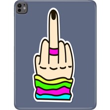 Adasena Apple iPad Pro 13" Inch (M4) Kılıf Tablet Için Desenli Silikon Kapak - Orta Parmak