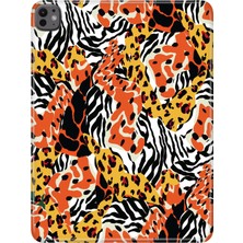 Adasena iPad Pro M5 2025 13" Kılıf Tablet Için Desenli Silikon Kapak - Karma Leopar