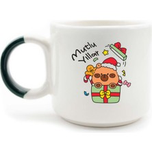 Palto Tasarım Mutlu Yıllar Minik Ayıcık D Kulp Kupa -Yılbaşı Temalı Kupa