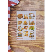 One Little Happiness Balkabağı Temalı Vintage Journal Sticker Seti / Bullet Journal Scrapbook Kolaj Için Uygun