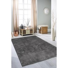 Esperya Home Rölyef Halı Yolluk Antrasit | Kaymaz Taban | Makinada Yıkanabilir | Salon, Mutfak & Koridor
