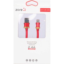 Zore Kırmızı Poro Micro USB Kablo 1m