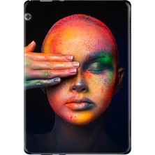 Adasena Huawei Mediapad T5 10.1" Kılıf Tablet Için Desenli Silikon Kapak - Festival Makyajı