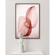 Rosa Art Metal Çerçeveli Gerçek Camlı Tablo |soyut,minimalist Şeffaf Form|zarif Bordo Ton,akışkan Çizgiler