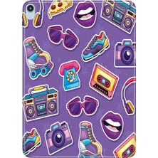 Adasena iPad Air 13" (2024) (MV2C3TU/A) Kılıf Tablet Için Desenli Silikon Kapak - 90'lar Sticker