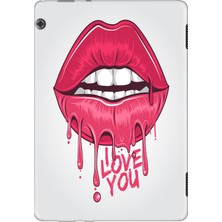 Adasena Huawei Mediapad T5 10.1" Kılıf Tablet Için Desenli Silikon Kapak - I Love U