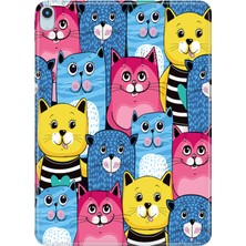 Adasena iPad Air M2 11" 6.nesil MUWC3TU/A Kılıf Tablet Için Desenli Silikon Kapak - Süslü Kediler