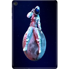 Adasena Huawei Matepad T10S-4 10.1" Kılıf Tablet Için Desenli Silikon Kapak - Oturan Astronot