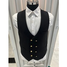 Sabri Zengin Erkek V Yaka Slim Fit Kruvaze Yelek