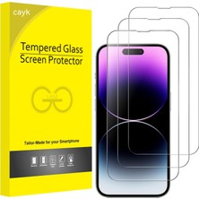 cayk, iPhone 15 Pro ile Uyumlu 2'li Paket Tam Kapsama Koruma Camı Şeffaf