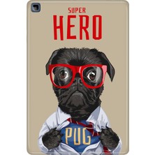 Adasena Honor Pad X8 10.1" Kılıf Tablet Için Desenli Silikon Kapak - Superhero Pug