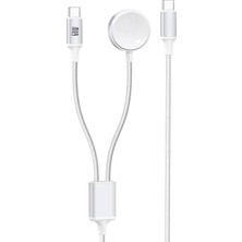 CetKing 60W Pd Multi Fonksiyonel Şarj Kablosu 2in1 Universal Şarj Kablosu Type-C To Type-C Uçlu 1.2 Metre Uzunluk Akıllı Saat Watch Uyumlu U06C02