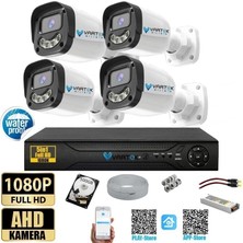 4`lü 5mp Full Hd 1080P Atom Ledli  Güvenlik Kamera Seti Gece Renkli Tak Çalıştır Ip Gerektirmez