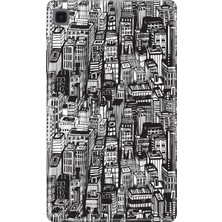 Adasena Samsung Galaxy Tab A7 Lite SM-T220 Kılıf Tablet Için Desenli Silikon Kapak - City