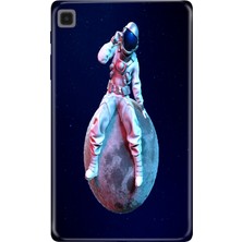 Adasena Samsung Galaxy Tab A7 Lite SM-T220 Kılıf Tablet Için Desenli Silikon Kapak - Oturan Astronot