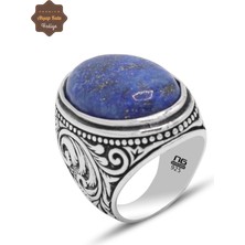 Midyat Nurtaş Gümüş Lapis Lazuli Taşı Yaprak Model 925 Ayar Gümüş Erkek Yüzük 201024806