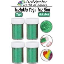 ArtMaster Toz Sim Yeşil 4 Adet 7 gr Tuzluklu Etkinlik Ders Okul Slime Dekorasyon Renkli Toz Sim Dekor Süsleme