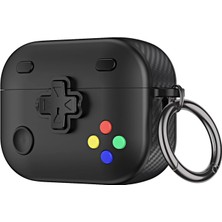 Caseonn Apple Airpods Pro/pro 2.nesil Kılıf Gamepad Tasarımı Kilitli Kapak Siyah