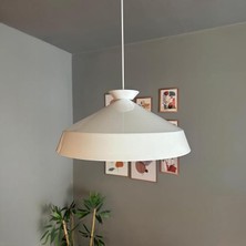 Bamyum Lema Beyaz Tekli Avize Beyaz Tabak Başlık Sarkıt Lamba Restoran Cafe Salon Avizeleri