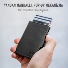 Trusador Palermo Siyah Mekanizmalı Kartlık Hakiki Deri Cüzdan Unisex Kadın Erkek Rfid Korumalı