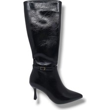 Zerhan Izlife 692 Kadın Siyah Uzun Fermuarlı  Ince Topuklu Çizme