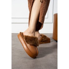 papucumun dünyası Içi Tüylü Dışı Eva Su Geçirmez Kaymaz Taban Önü Kapalı Ev Terliği Kışlık Terlik