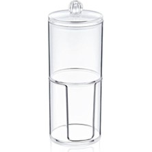 Royal Gross Çift Katlı Şeffaf Pamukluk Silindir Organizer – Makyaj Düzenleyici