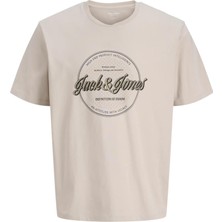 Jack & Jones Jack&jones 12294516 Jjedover On Yazılı Battal Buyuk Beden Kısa Kol Tshırt