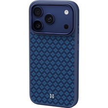 iPhone 17 Pro Max Uyumlu Kılıf M-Safe Özellikli Benks Armorpro Armorgrid Serisi Kevlar Kapak Mavi