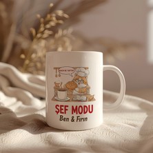 BB Design Şef Modu Kedi Tasarımlı Kupa Bardak – 330 ml Seramik – Komik Hediyelik Mutfak Kupası