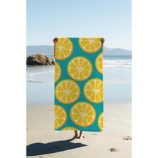 Dolce Mariee Dijital Baskı Plaj Deniz Havlusu Limon Desenli Peştamal HVL0166