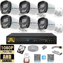 6`lı 5mp Full Hd 1080P Atom Ledli  Güvenlik Kamera Seti Gece Renkli Tak Çalıştır Ip Gerektirmez