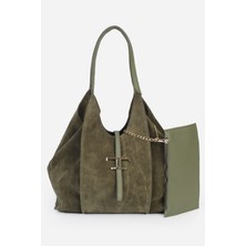 Alessia Bag Keria Hakiki Deri T Logolu Omuz Çantası