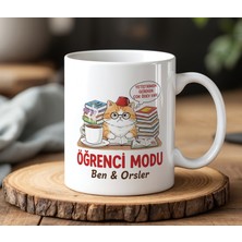 BB Design Öğrenci Modu Kedi Tasarımlı Kupa Bardak 330 ml Seramik Sınav ve Ödev Temalı Komik Öğrenci Hediyesi