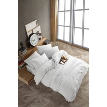 Navessa Home Collection Beyaz Çift Kişilik Nevresim Takımı | %100 Pamuk, Lastikli Çarşaflı, Yumuşak ve Terletmez