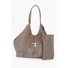 Alessia Bag Keria Hakiki Deri T Logolu Omuz Çantası