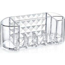 Royal Gross Diamond Oval Organizer Kapaklı Şık Makyaj ve Takı Düzenleyici | Banyo & Masaüstü Organizer