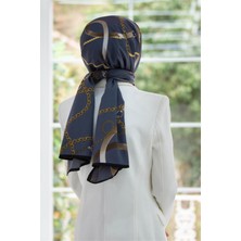 Vissona Lüks Medine Ipeği Zincirli Kemer Desenli Füme Renkli 75X195 Kırışmaz Şal Moss Krep Dikiş Tipi Italyan Dikişli
