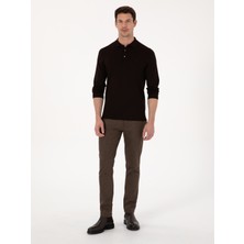 Cacharel Kahverengi Slim Fit Yün Karışımlı Balık Sırtı Kanvas Pantolon 50314059 VR029