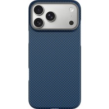 iPhone 17 Pro Max Uyumlu Kılıf Wiwu DCC-208 M-Safe Şarj Özellikli Aramid Fiber Kevlar Kapak Mavi